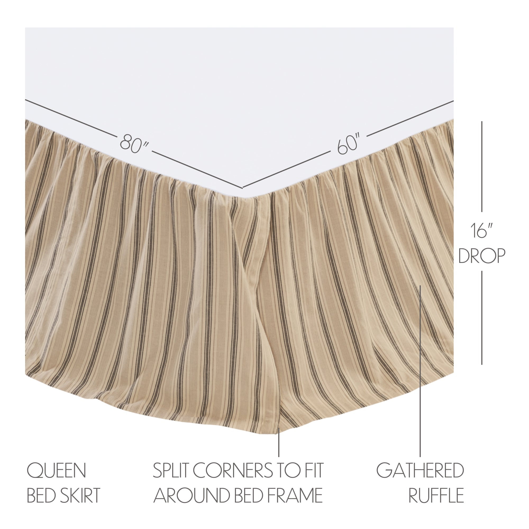 Sawyer Mill Bed Skirt Queen / Charcoal