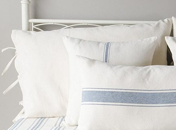 Grain Sack Solid Cream Pillow Sham with ties