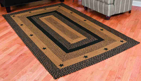 Star Black Braided Jute Rug Rectangle 4 x 6 ft.