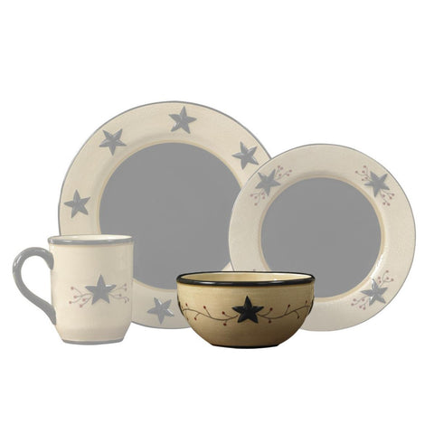 Enjoy your mornings even more with the Star Vine Cereal Bowls! They are hand sponge-painted with a crackled wheat background. Featuring a black band on the rim, they are accented with embossed black stars & a berry vine motif! Functional and pretty!