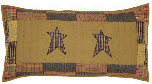 Stratton King Sham 21x37, Dark Khaki, Red-Orange, Country Black, Primitive Country Farmhouse Bedding Home Decor.