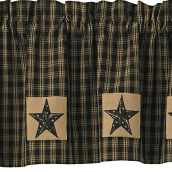 Sturbridge Patch Black Lined Valance fabric sample