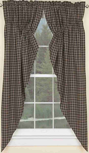 Sturbridge Black Swag Gathered 63 in. (Prairie Curtain  Style)