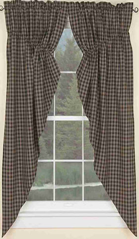 Sturbridge Black Swag Gathered 63 in. (Prairie Curtain  Style)