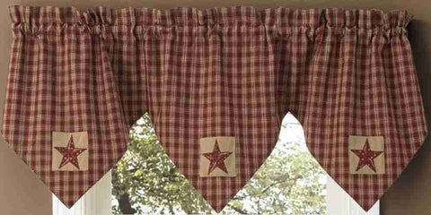 Sturbridge Patch Wine Lined Triple Point Valance