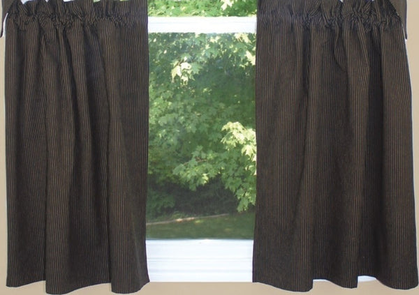 The Primitive Ticking Black Lined Tiers features a classic black with mustard gold ticking pattern. 