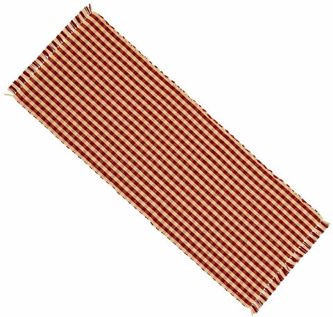 Heritage House Check Barn Red Table is made of cotton. This is a 14" x 36" table runner that will give your style.