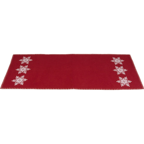 Snowflake Barn Red Table Runner 14x36 – Farmhouse Christmas