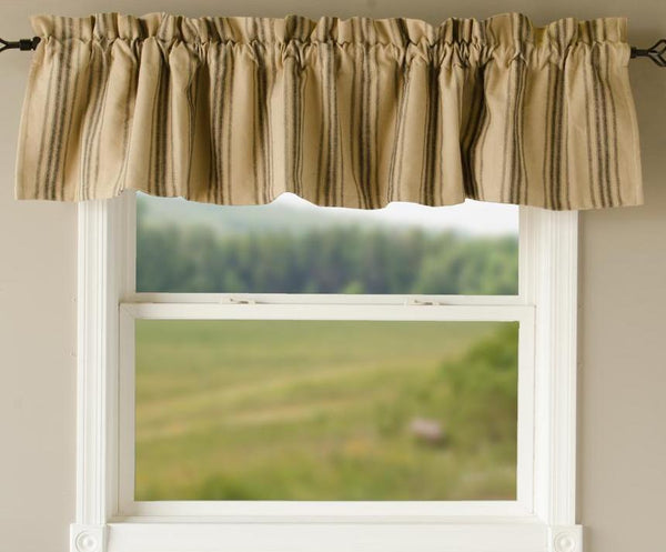 Grain Sack Stripe Oat - Black Valance