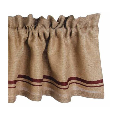 Burlap Stripe Valance BrnRed