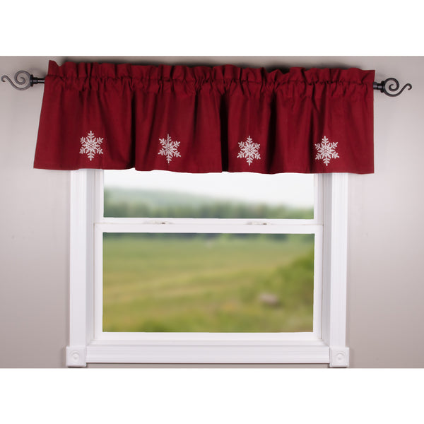 Snowflake Red Valance - Clearance - All Sales Final