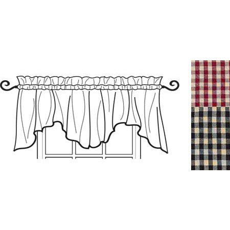 Heritage House Check Barn Red Scallop Valance