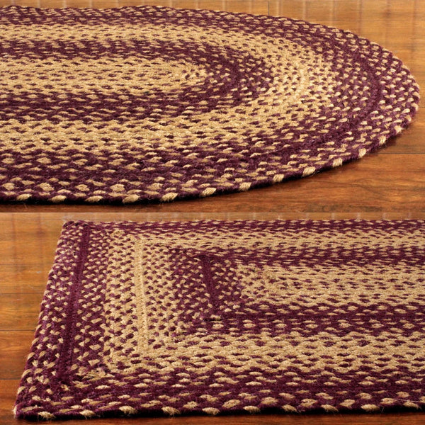 Vintage Star Wine Braided  Rug