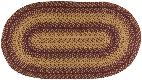 Vintage Star Wine Braided  Rug Oval