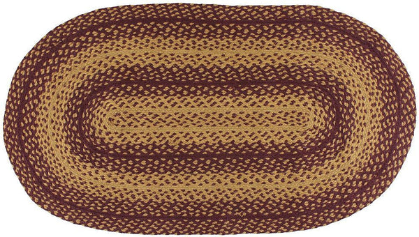 Vintage Star Wine Braided  Rug Oval