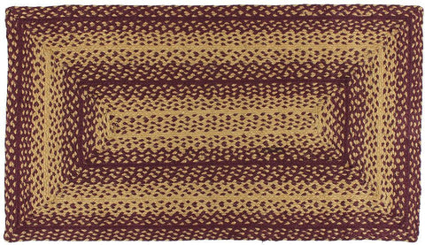Vintage Star Wine Braided  Rug Rectangle
