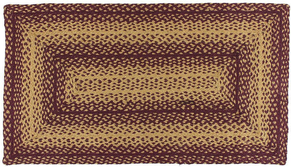 Vintage Star Wine Braided  Rug Rectangle