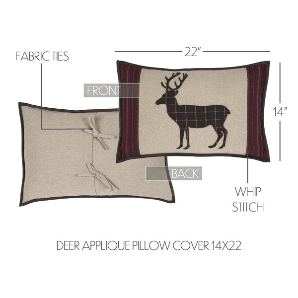 Wyatt Deer Applique Pillow Cover 14x22 - Final Qty - Clearance