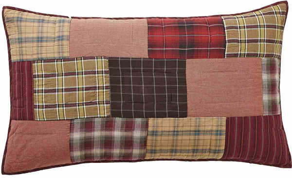 Wyatt Luxury King Sham, Red, Tan, Brown, Primitive Country Farmhouse Pillow Bedding Home Decor & Accessories.