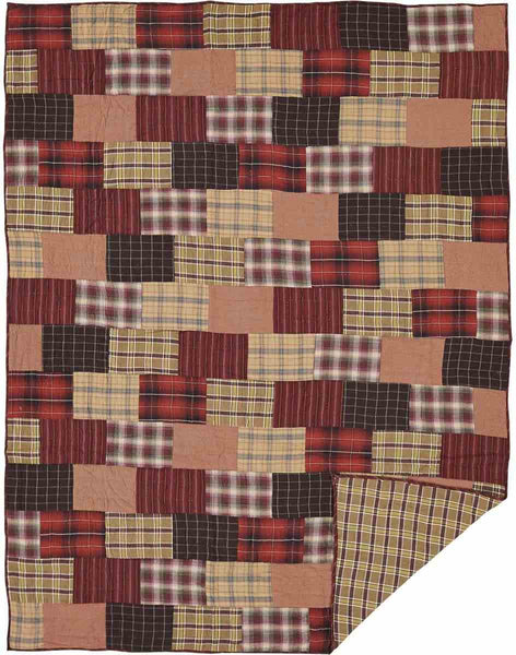 Wyatt Twin Quilt, Red, Khaki, Brown, Primitive Country Farmhouse Bedding Home Decor & Accessories.
