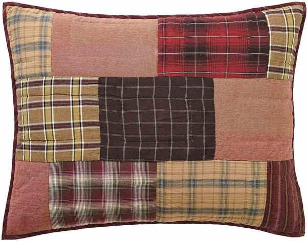 Wyatt Standard Sham, Red, Tan, Brown, Primitive Country Farmhouse Pillow Bedding Home Decor & Accessories.