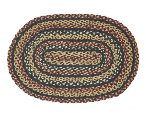 BLACK RASPBERRY BRAIDED RUG - OVAL 20"x 30"  ﻿Colors of berry, black and tan