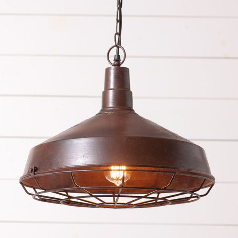 Barn Pendant. Measures 13.5-Inches high and 16.25-Inches diameter Includes canopy kit, 7-feet of cord and chain for hardwire installation E26/Medium (Standard) socket, 1 x 150 watts maximum wattage UL-CUL listed for dry locations. See website for free s/h and discount offers. Primitive Country Farmhouse decor.