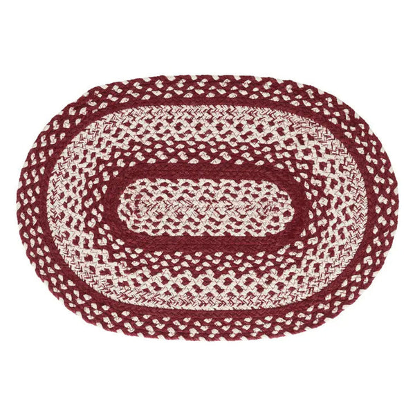 Cortland Braided Oval Placemat set/4  Measure approximately 13" X 19" each.  Colors: Brick Red and Cream