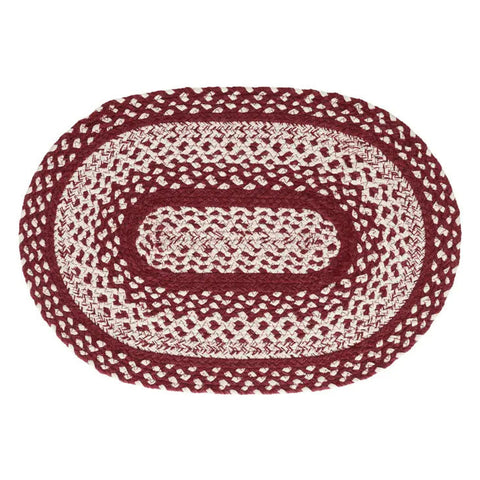 Cortland Braided Oval Placemat set/4  Measure approximately 13" X 19" each.  Colors: Brick Red and Cream