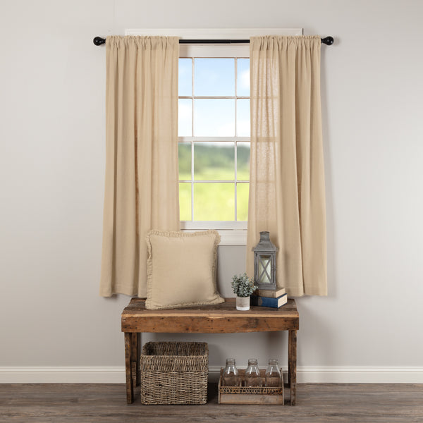 Burlap Vintage Short Panel Set of 2 63x36, Primitive Country Farmhouse Window Treatments Curtains Home Decor.