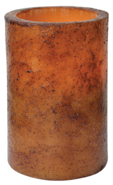 Battery Operated Burnt Mustard Timer Pillar 4.5"