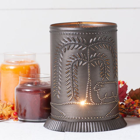For the person who hesitates to burn a candle, we have the answer! The bulb in our Candle Warmer melts the candle, in just a few hours, as it sits in our unique metal rack giving a scent without any open flame. Melt regular jar candles up to 4 3/4 wide or oval candles that do not fit in ceramic warmers. Plus you get the added benefit of a lovely nightlight that cast patterns of light on nearby walls!
