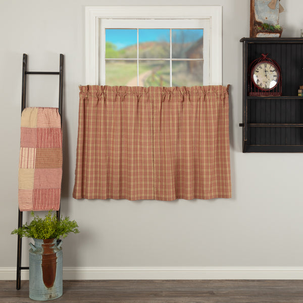 Sawyer Mill Red Plaid Tier Set of 2 L36xW36 featuring large scale red plaid on dark tan.