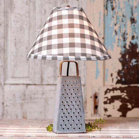 Made from galvanized tin, this lamp is shaped to look like an old-fashioned cheese grater. This lamp doesn't take up much space and can be placed a fair distance from the power outlet with its 7 feet cord. Americana Kitchen Decor, Primitive.