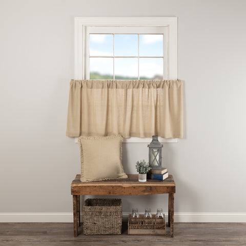 Burlap Vintage Tier Set of 2 L24xW36, soft vintage tan cotton burlap, Primitive Country Farmhouse Window Treatments Curtains Home Decor.