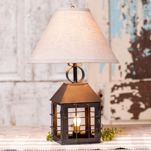 Colonial Lantern Lamp with Ivory Linen Shade