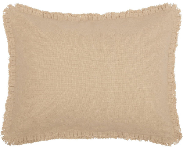 Burlap Vintage Standard Sham w/ Fringed Ruffle 21x27