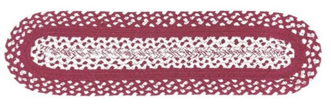 Cortland Braided Stair Tread Oval 8 x 28 in.  The perfect blend of Brick Red and Cream. Obtains a classic appeal and adds elegance to any kind of home décor.