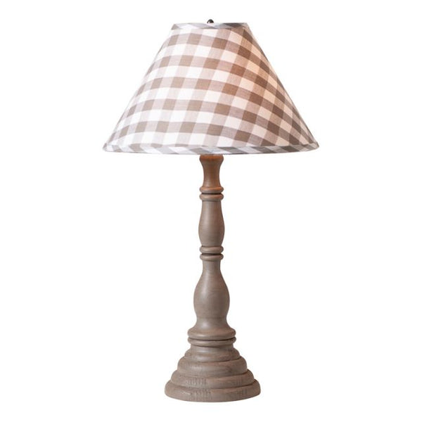 Davenport Wood Table Lamp with Fabric Gray Check Shade