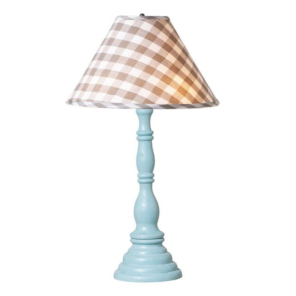 Davenport Wood Table Lamp with Fabric Gray Check Shade
