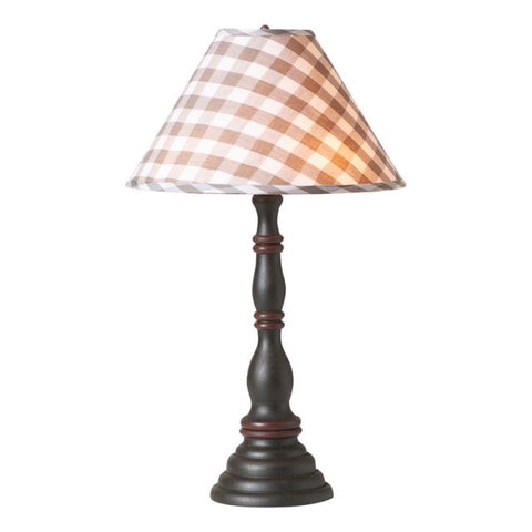 Davenport Wood Table Lamp with Fabric Gray Check Shade