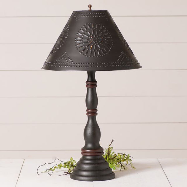 Davenport Wood Table Lamp with Metal Tapered Shade