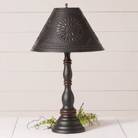 Davenport Wood Table Lamp with Metal Tapered Shade