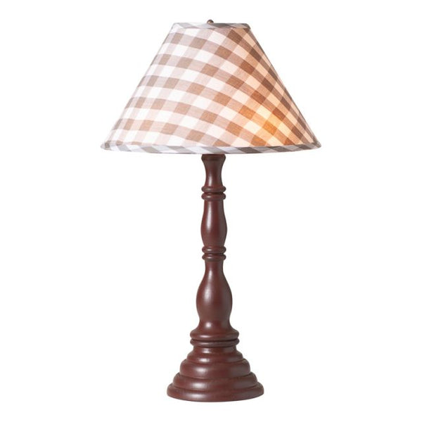 Davenport Wood Table Lamp with Fabric Gray Check Shade