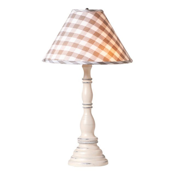 Davenport Wood Table Lamp with Fabric Gray Check Shade
