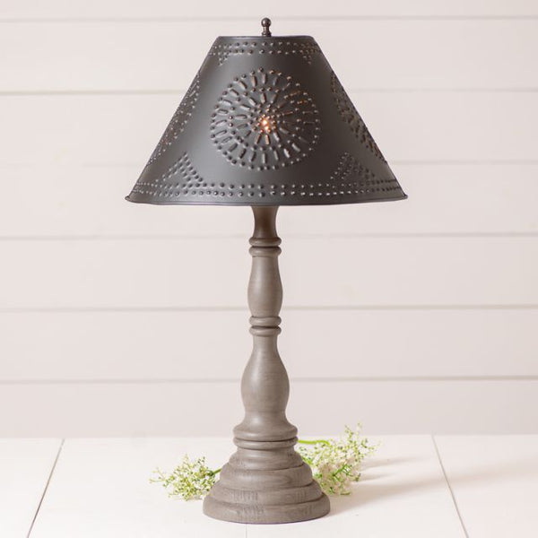 Davenport Wood Table Lamp with Metal Tapered Shade