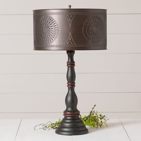 Davenport Lamp with Kettle Black Punched Tin Shade