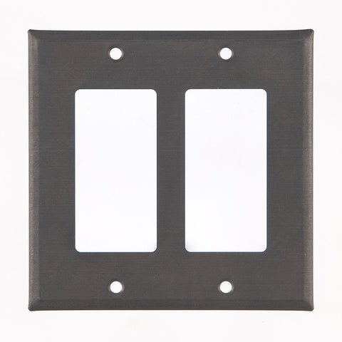 Double Rocker Cover Unpierced in Blackened Tin Set of 2