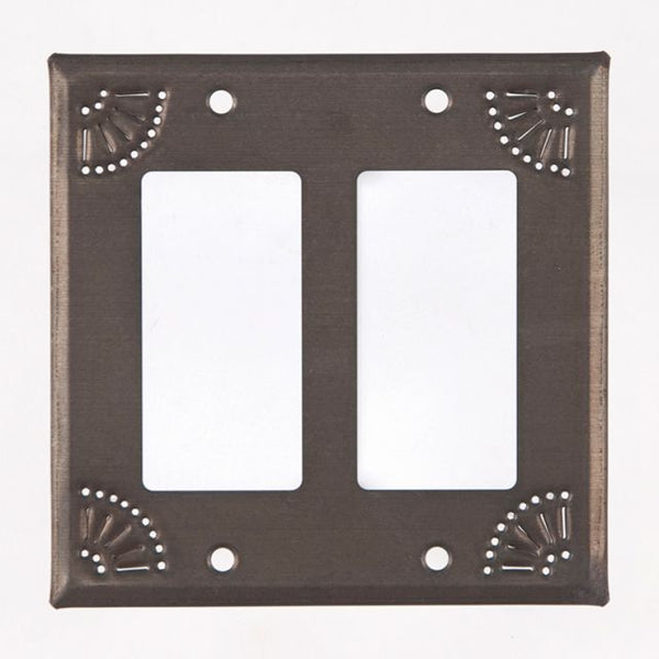 Double Rocker Cover with Chisel in Blackened Tin Set of 2