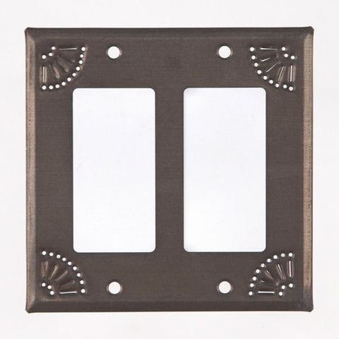 Double Rocker Cover with Chisel in Blackened Tin Set of 2